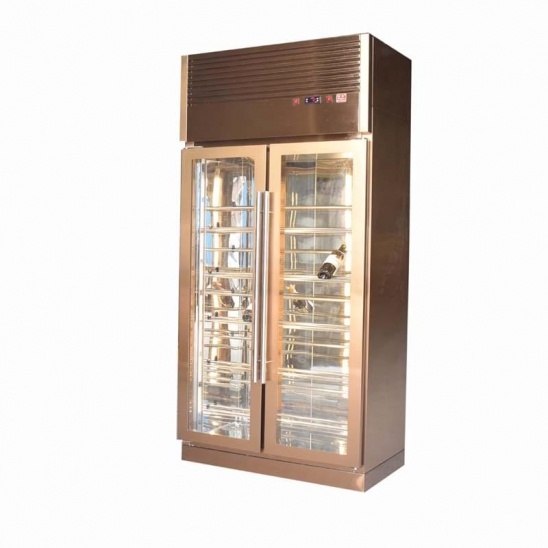 2 glass doors stainless steel wine display cooling freezer 