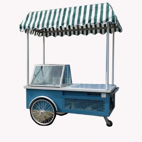 China supply mobile three wheel ice cream display freezer 