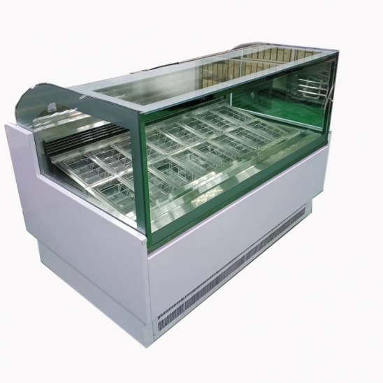 Vertical low temperature white stainless steel ice cream display cabinet 