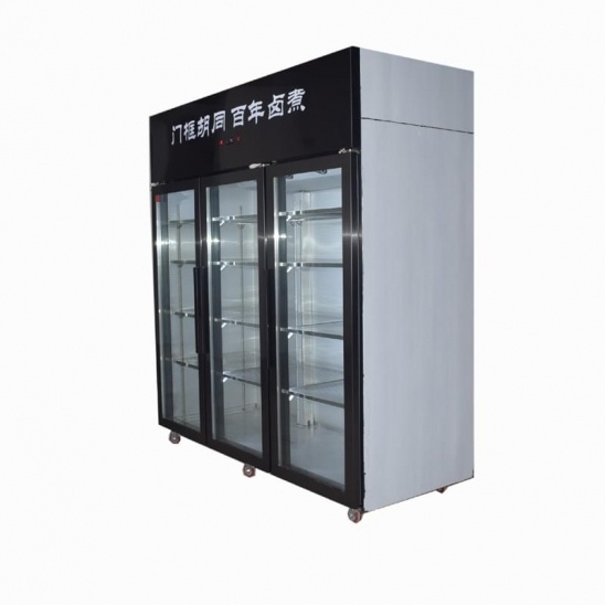 Customized 3 doors stainless steel food preservation display  kitchen freezer 