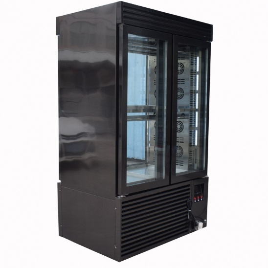 Two glass door black stainless steel Roasted Duck fresh keeping cabinet air cooling drying  freezer 