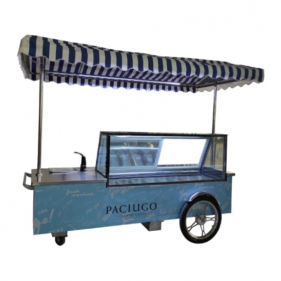 Customized single row 8 trays mobile ice cream display cart freezer 