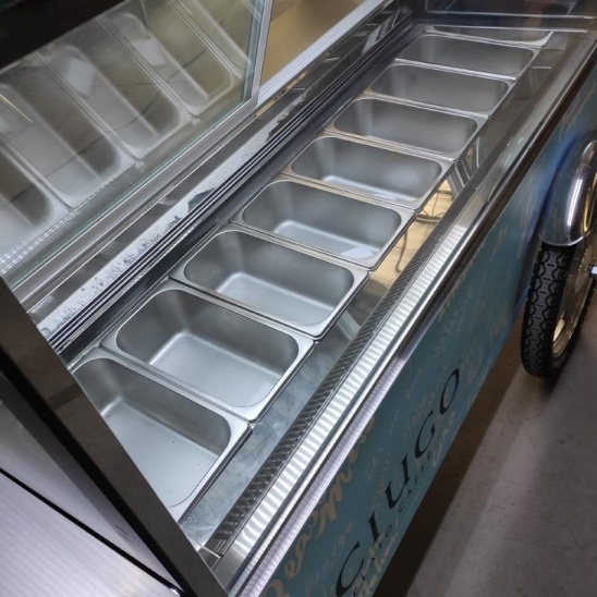 Customized single row 8 trays mobile ice cream display cart freezer 