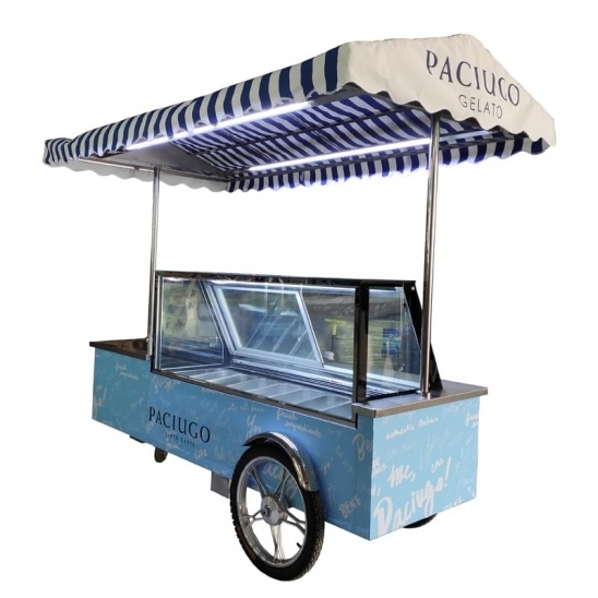 Customized single row 8 trays mobile ice cream display cart freezer 