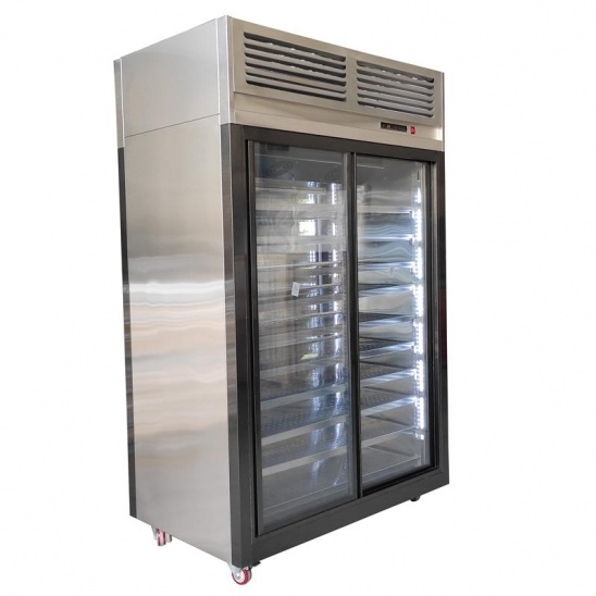 Customized  Double-sided glass sliding door double pass dish display cabinet 