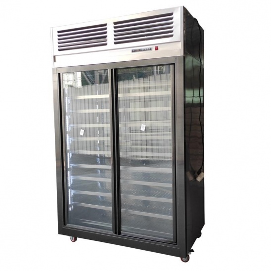 Customized  Double-sided glass sliding door double pass dish display cabinet 