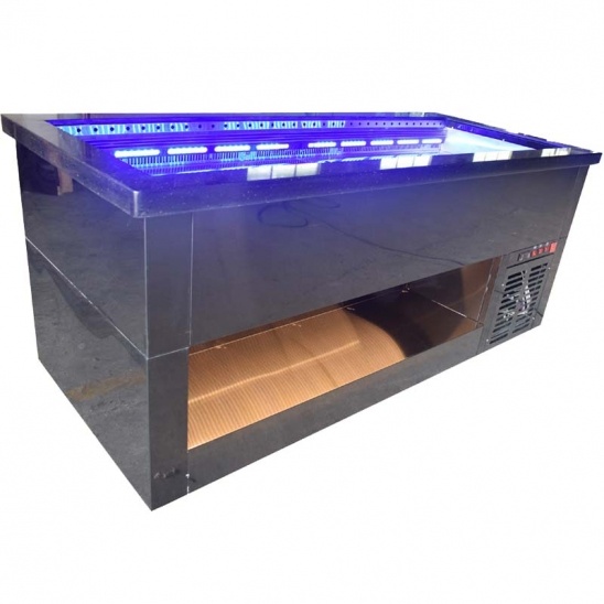 Factory direct black  stainless steel open seafood ice display chilled table 