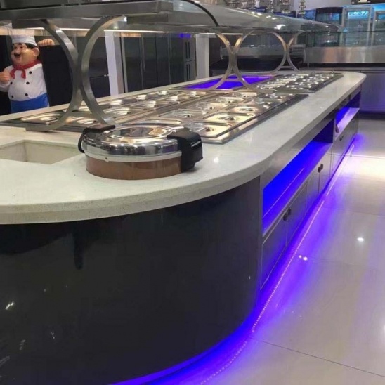 Customized large stainless steel hot and cold cooked vegetables display buffet table 
