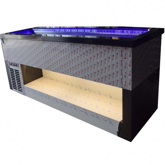 Factory direct black  stainless steel open seafood ice display chilled table 