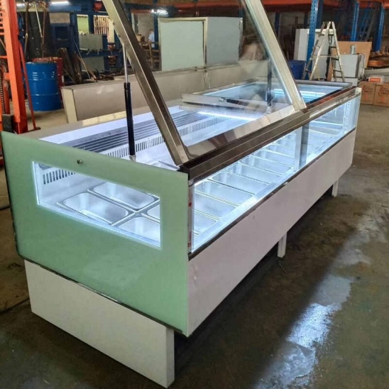 Customized flip cover white stainless steel 24 tray ice cream cabinet 