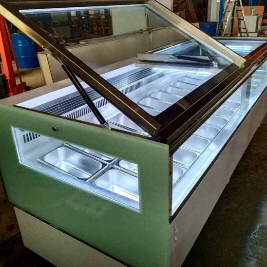 Customized flip cover white stainless steel 24 tray ice cream cabinet 