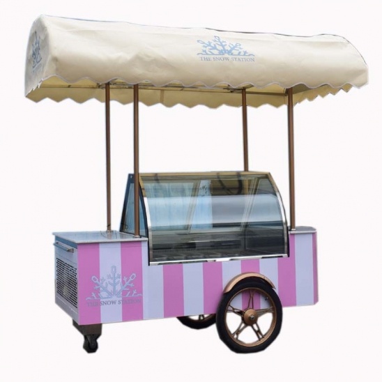 Best selling mobile stainless steel ice cream display push freezer cart 