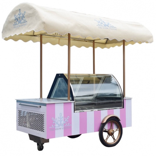 Best selling mobile stainless steel ice cream display push freezer cart 