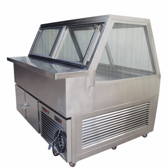 Customized dual temperature stainless steel display cabinet 