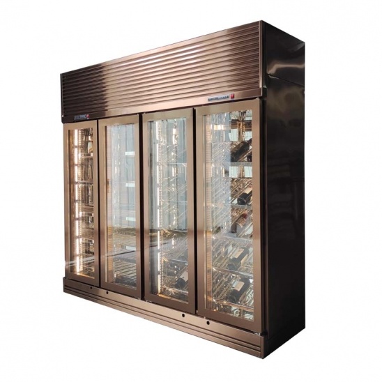 Customized dual temperature dual purpose rose gold four doors glass display freezer 