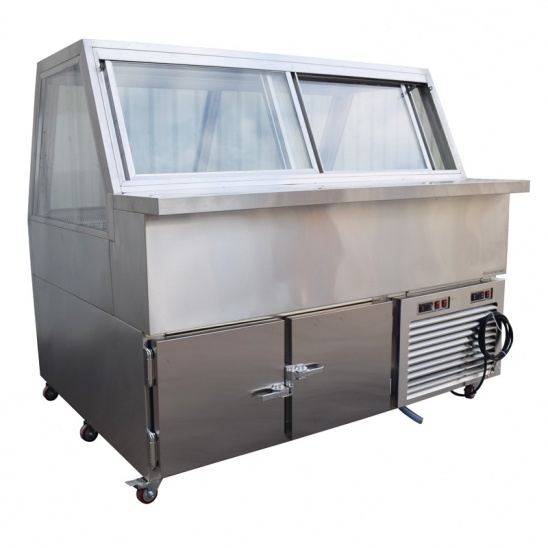 Customized dual temperature stainless steel display cabinet 