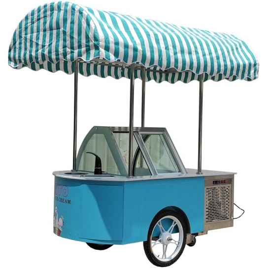 Customized mobile gelato ice cream display push freezer cart 