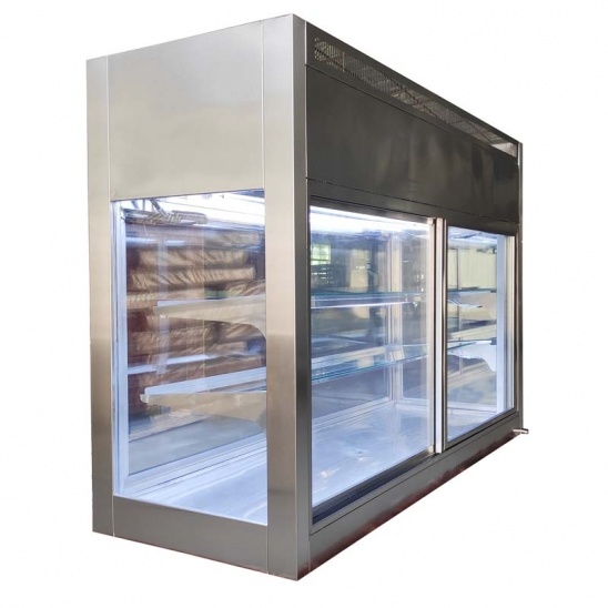 Customized  small desktop four-sided glass spicy hot pot display freezer 