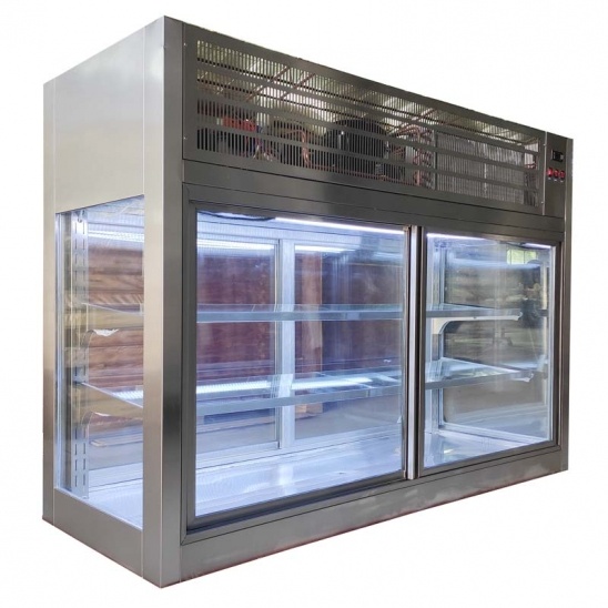 Customized  small desktop four-sided glass spicy hot pot display freezer 