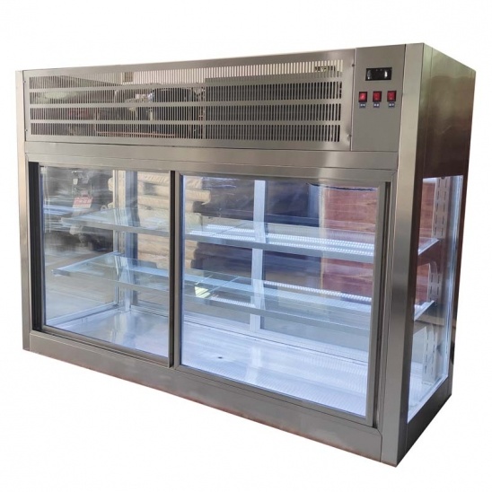 Customized  small desktop four-sided glass spicy hot pot display freezer 