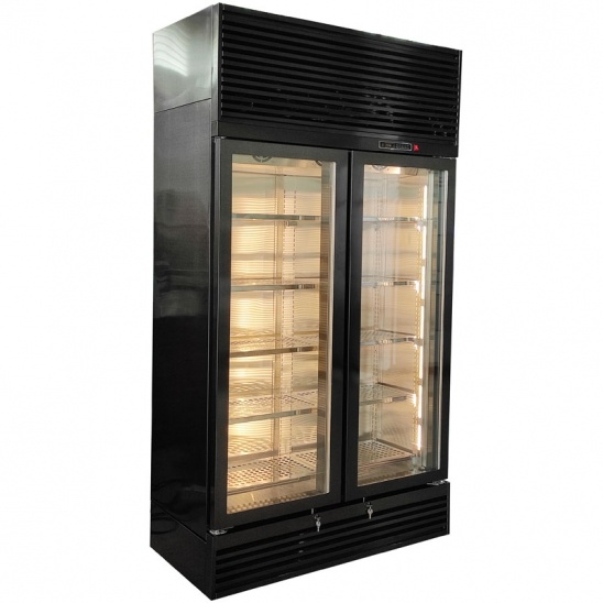 Black stainless steel two glass door low temperature beef display freezer 