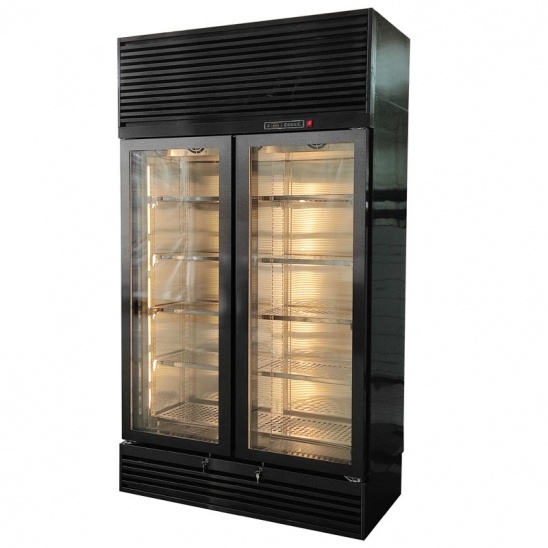 Black stainless steel two glass door low temperature beef display freezer 