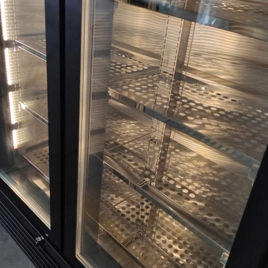 Black stainless steel two glass door low temperature beef display freezer 