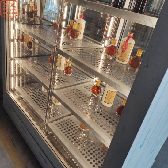 Customized double-sided glass wine cold drink display refrigerator 