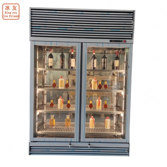 Customized double-sided glass wine cold drink display refrigerator 