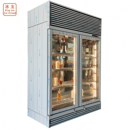 Customized double-sided glass wine cold drink display refrigerator 