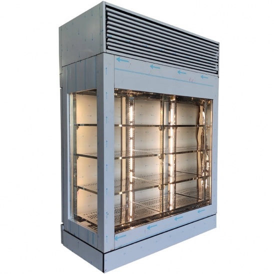 Customized Whole piece of large glass stainless steel door dry beef aging cabinet 